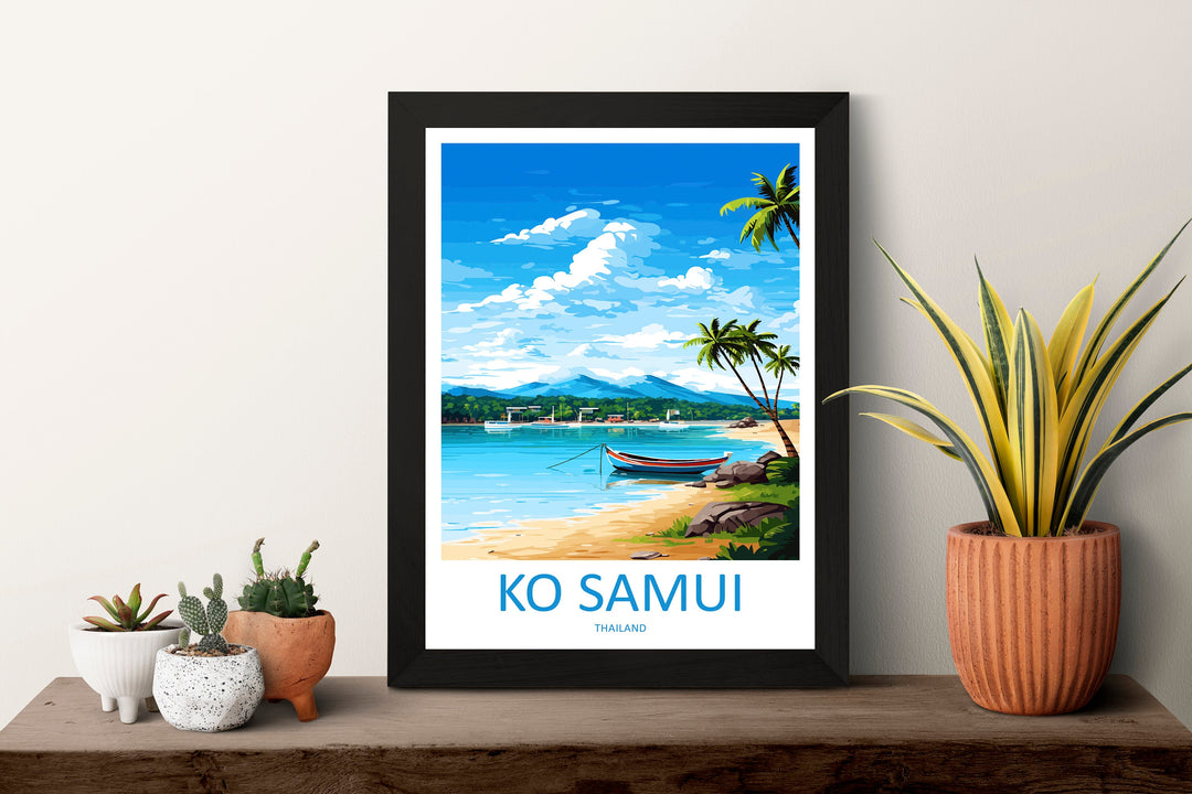 Ko Samui Travel Print Wall Art Ko Samui Wall Hanging Home Decor Ko Samui Gift Art Lovers Wall Art Thailand Travel Print Gift Thai Travel Art