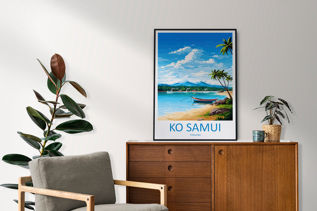 Ko Samui Travel Print Wall Art Ko Samui Wall Hanging Home Decor Ko Samui Gift Art Lovers Wall Art Thailand Travel Print Gift Thai Travel Art