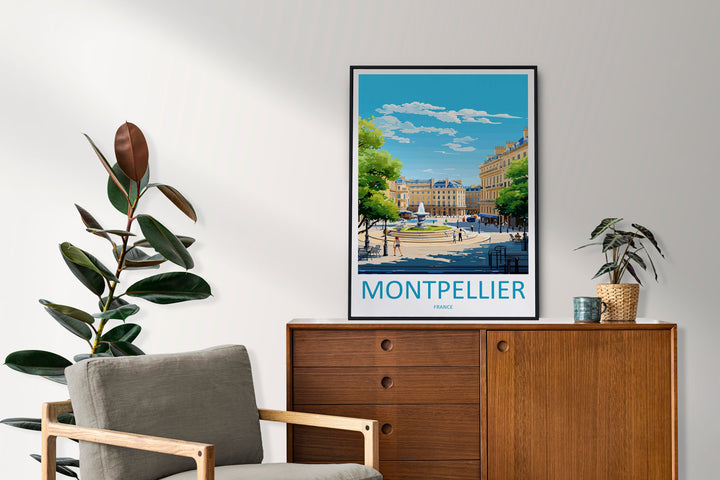 Montpellier Travel Print Wall Art Montpellier Wall Hanging Home Decoration Montpellier Gift Art Lovers Wall Art Print Art Montpellier