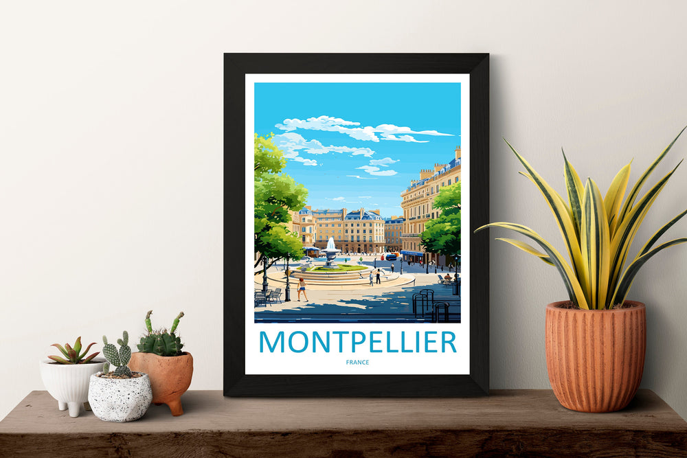 Montpellier Travel Print Wall Art Montpellier Wall Hanging Home Decoration Montpellier Gift Art Lovers Wall Art Print Art Montpellier