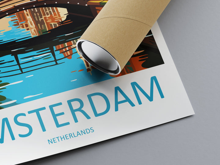 Amsterdam Travel Print Wall Art Amsterdam Wall Hanging Home Décor Amsterdam Gift Art Lovers Netherlands Art Lover Gift Amsterdam Decor