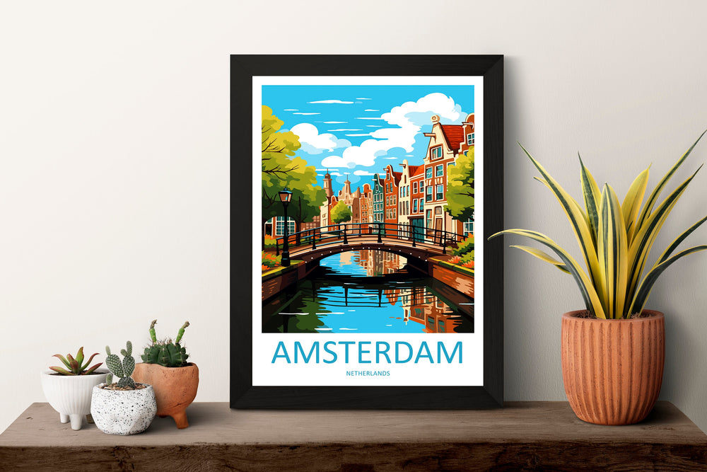 Amsterdam Travel Print Wall Art Amsterdam Wall Hanging Home Décor Amsterdam Gift Art Lovers Netherlands Art Lover Gift Amsterdam Decor