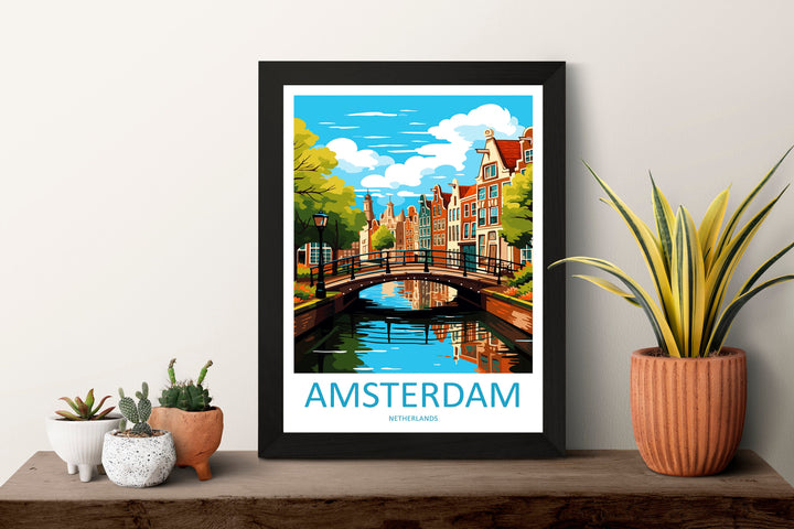 Amsterdam Travel Print Wall Art Amsterdam Wall Hanging Home Décor Amsterdam Gift Art Lovers Netherlands Art Lover Gift Amsterdam Decor