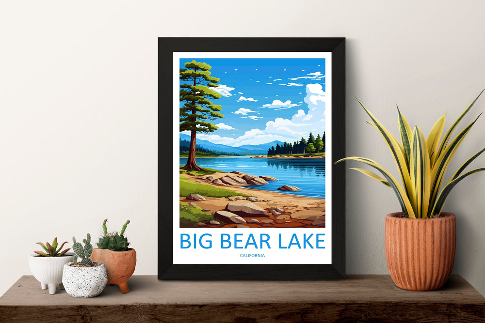 Big Bear Lake Travel Print Wall Art Big Bear Lake Wall Hanging Home Décor Big Bear Lake Gift Art Lovers California Art Lover Gift Lake Art