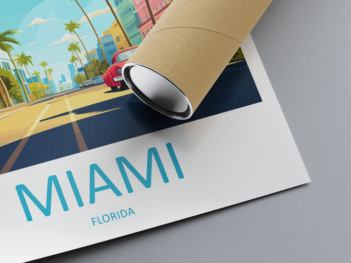 Miami Travel Print Wall Art Miami Wall Hanging Home Décor Miami Gift Art Lovers Florida Art Lover Gift Florida Print