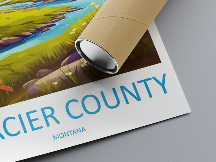 Glacier County Travel Print Wall Art Glacier County Wall Hanging Home Décor Glacier County Gift Art Lovers Montana Art Lover Gift