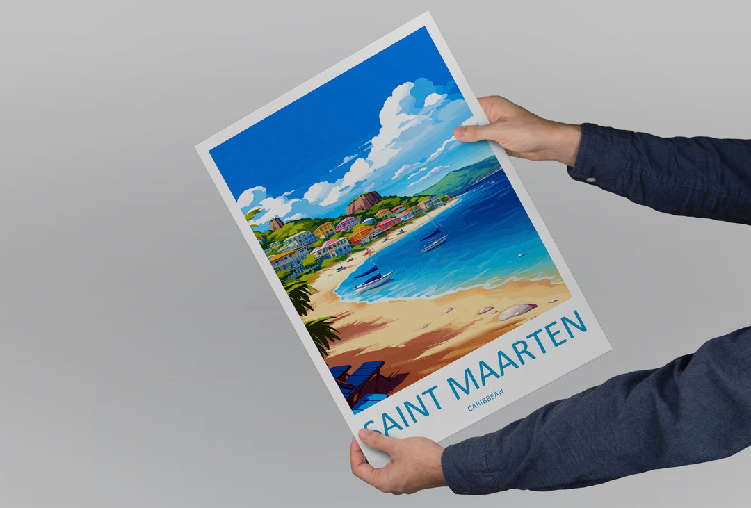 Saint Maarten Travel Print Wall Art Saint Maarten Wall Hanging Home Décor Saint Maarten Gift Art Lovers Wall Art Caribbean Travel Print