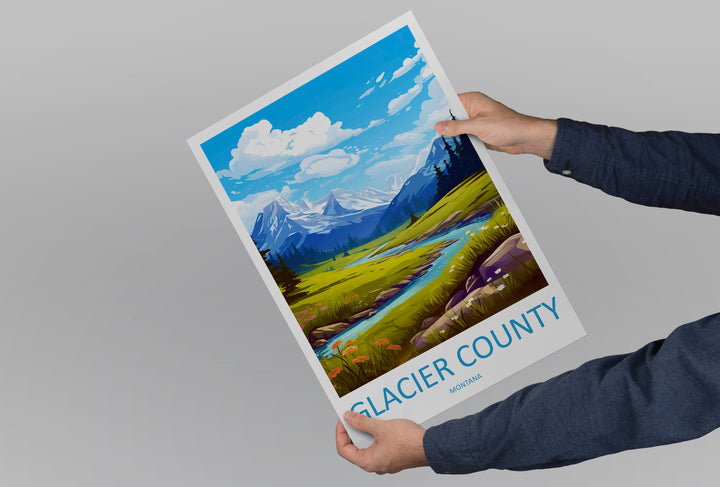 Glacier County Travel Print Wall Art Glacier County Wall Hanging Home Décor Glacier County Gift Art Lovers Montana Art Lover Gift