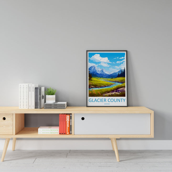 Glacier County Travel Print Wall Art Glacier County Wall Hanging Home Décor Glacier County Gift Art Lovers Montana Art Lover Gift
