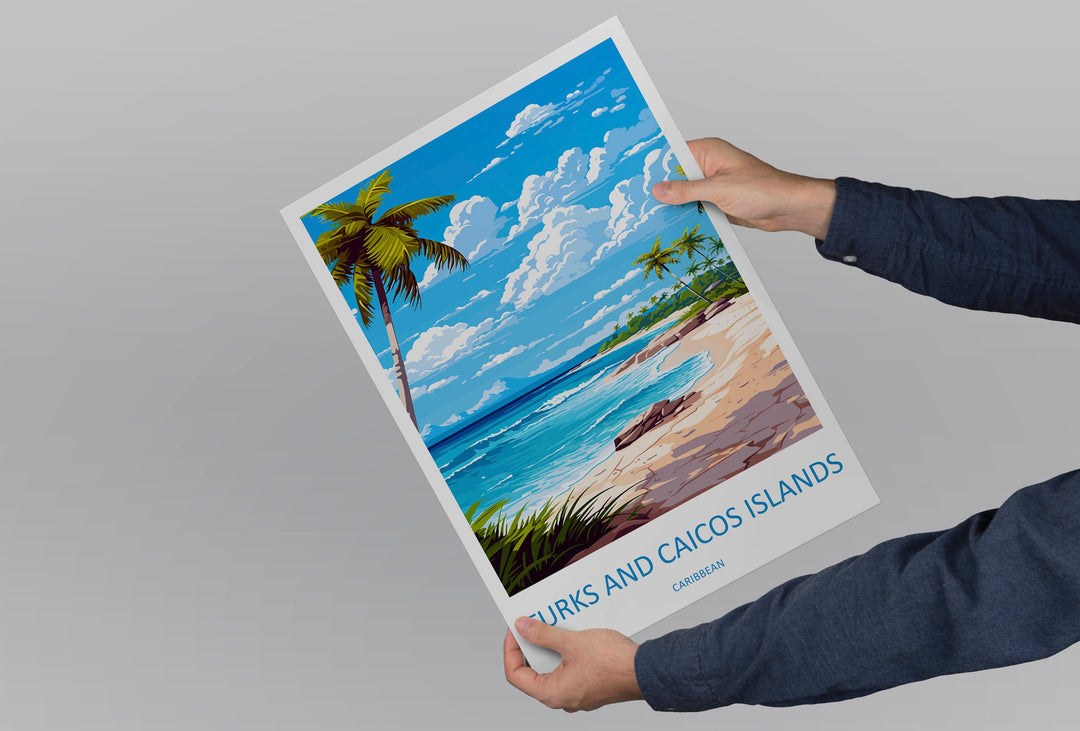 Turks and Caicos Islands Travel Print Wall Art Turks and Caicos Wall Hanging Home Décor Turks and Caicos Gift Art Lovers Wall Art Caribbean