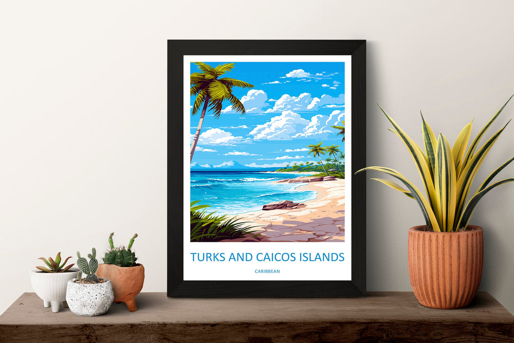 Turks and Caicos Islands Travel Print Wall Art Turks and Caicos Wall Hanging Home Décor Turks and Caicos Gift Art Lovers Wall Art Caribbean