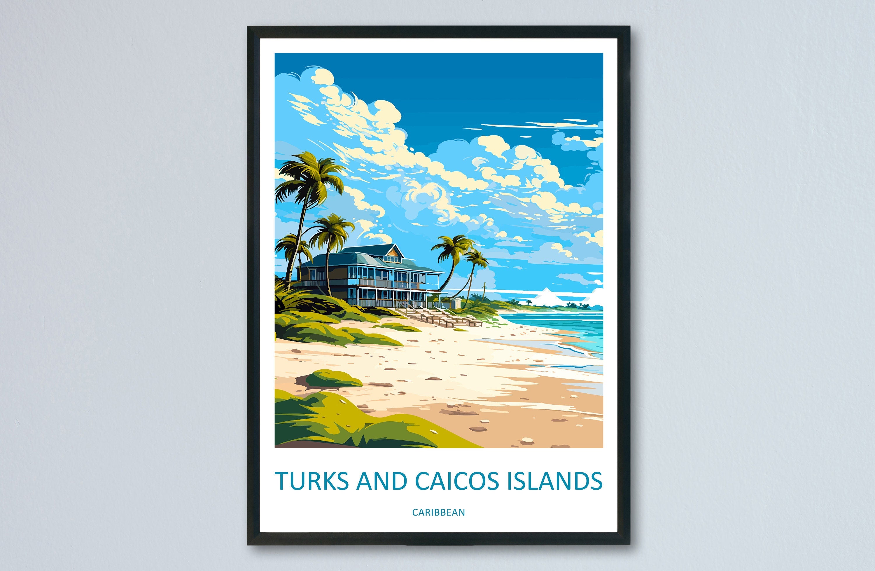 Turks and Caicos Islands Travel Print Wall Art Turks and Caicos Wall Hanging Home Décor Turks and Caicos Gift Art Lovers Wall Art Caribbean