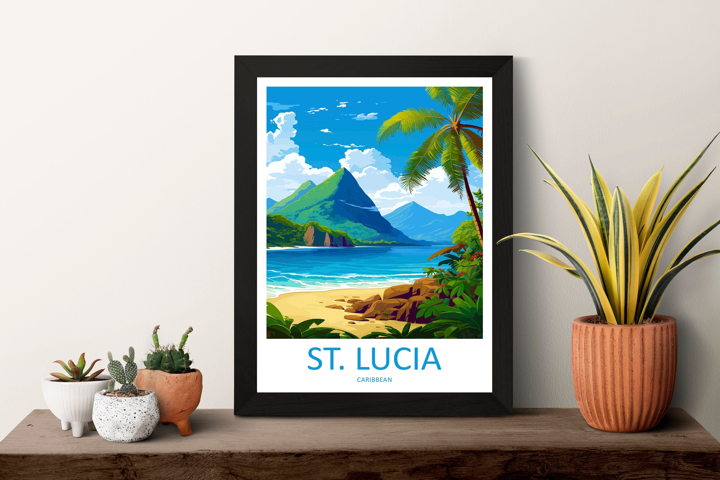 Saint Lucia Travel Print Wall Art Saint Lucia Wall Hanging Home Décor Saint Lucia Gift Art Lovers Wall Art Caribbean Travel Print Poster