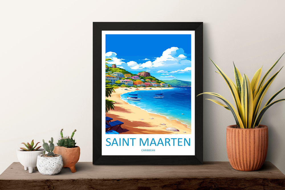 Saint Maarten Travel Print Wall Art Saint Maarten Wall Hanging Home Décor Saint Maarten Gift Art Lovers Wall Art Caribbean Travel Print