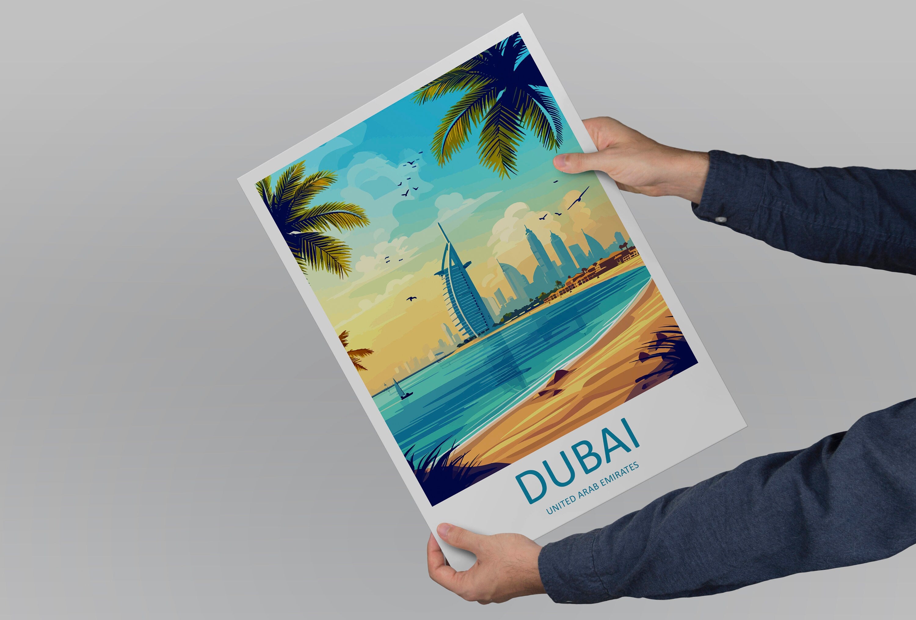 Dubai Travel Print Wall Art Dubai Wall Hanging Home Décor Dubai Gift Art Lovers Wall Art United States Emirates Travel Print Dubai Wall Art