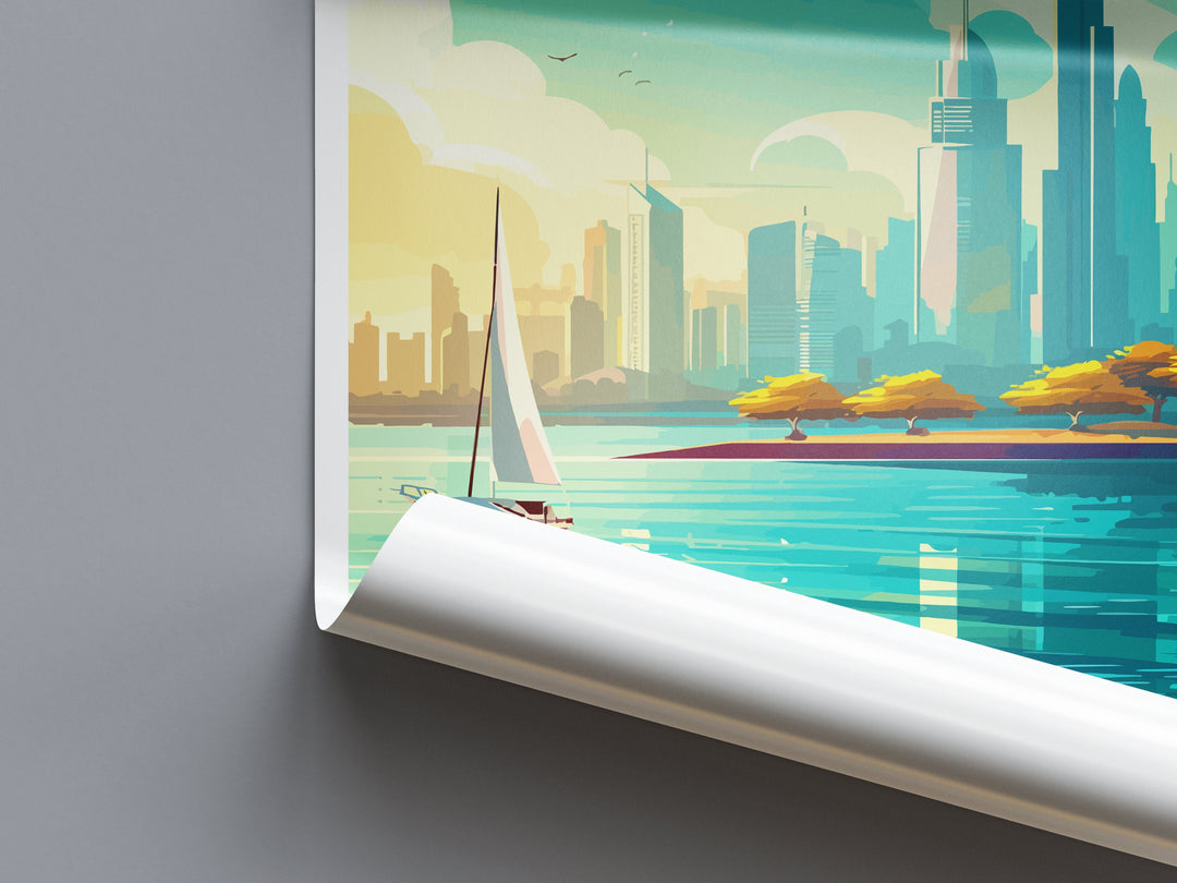 Dubai Travel Print Wall Art Dubai Wall Hanging Home Décor Dubai Gift Art Lovers Wall Art United States Emirates Travel Print Dubai Wall Art
