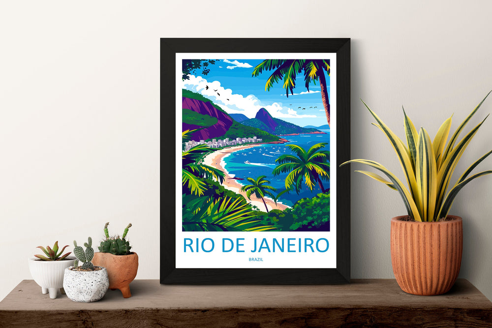 Rio De Janeiro Travel Print Wall Art Rio De Janeiro Wall Hanging Home Decor Rio De Janeiro Gift Art Lovers Wall Art Print Art Brazil Art