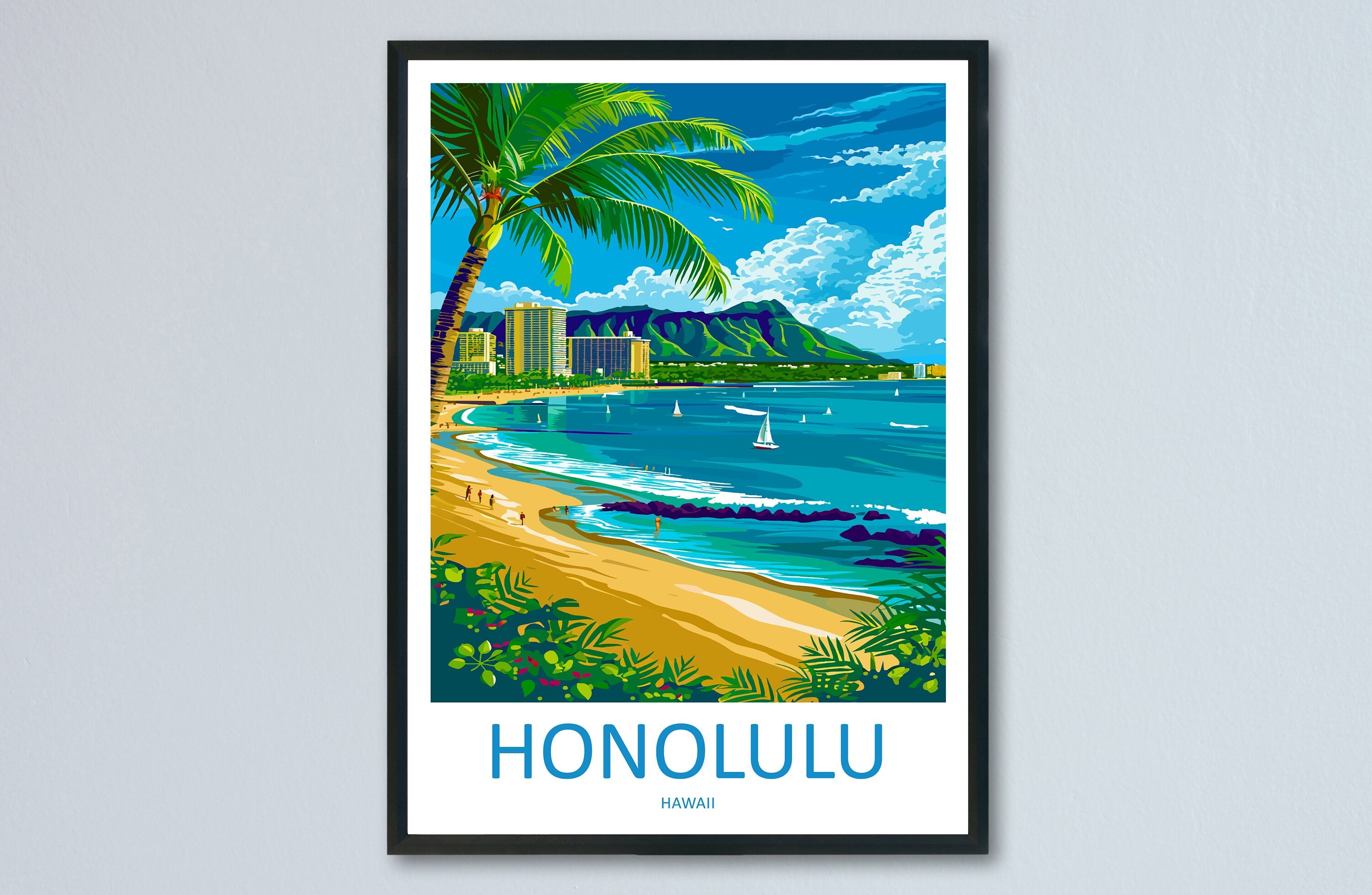 Honolulu Travel Print