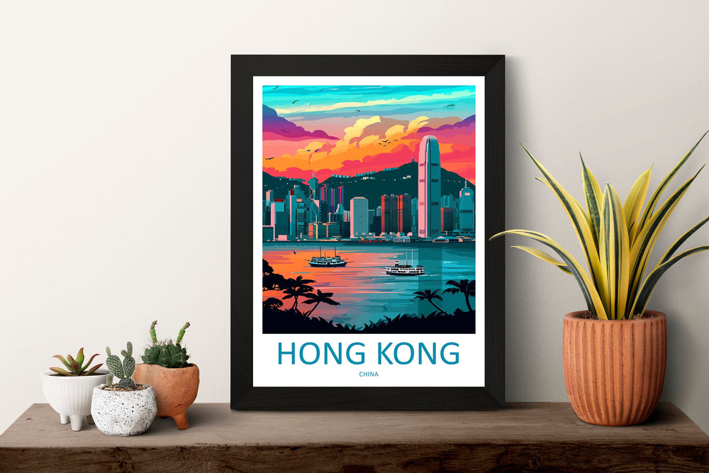 Hong Kong Travel Print Wall Art Hong Kong Wall Hanging Home Décor Gift Hong Kong Art Lovers China Hong Kong Art Gift Lover Print