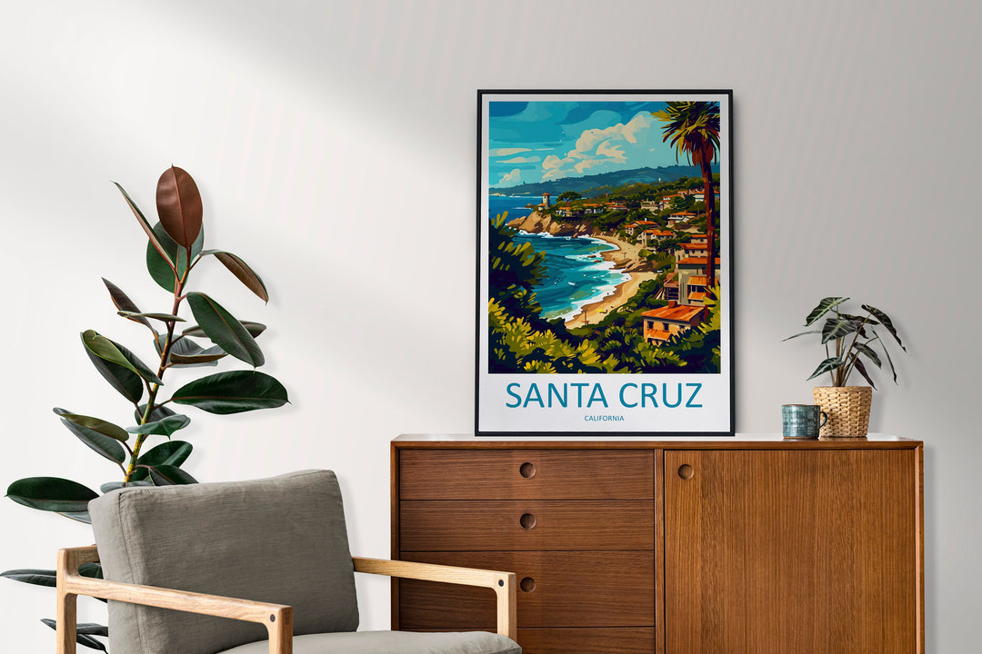 Santa Cruz Travel Print Wall Art Santa Cruz Wall Hanging Home Décor Santa Cruz Gift Art Lovers California Art Lover Gift Santa Cruz Poster