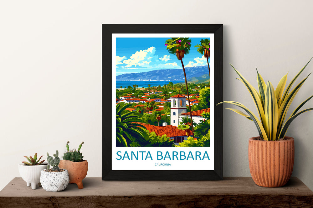 Santa Barbara Travel Print Wall Art Santa Barbara Wall Hanging Home Décor Santa Barbara Gift Art Lovers California Art Lover Gift