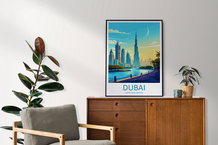 Dubai Travel Print Wall Art Dubai Wall Hanging Home Décor Dubai Gift Art Lovers Wall Art United States Emirates Travel Print Dubai Wall Art