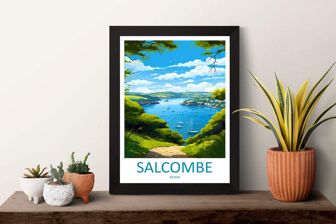 Salcombe Travel Print Wall Art Salcombe Wall Hanging Home Décor Salcombe Gift Art Lovers England Art Lover Gift Salcombe Art Poster