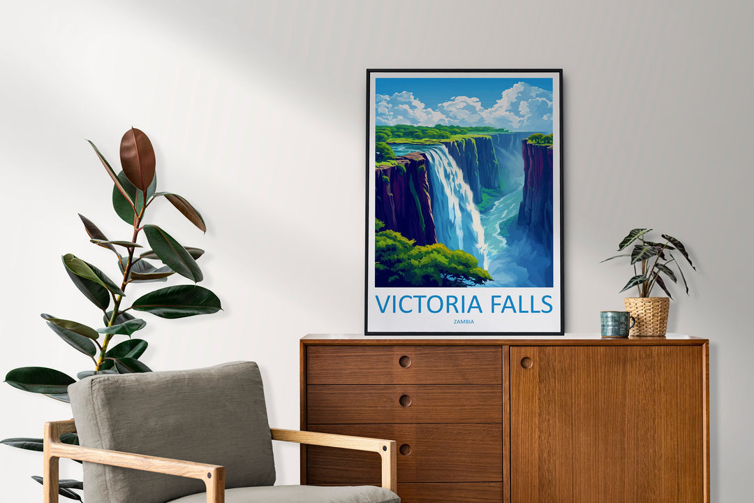 Victoria Falls Travel Print Wall Art Victoria Falls Wall Hanging Home Decor Victoria Falls Gift Art Lovers Wall Art Print Art Victoria Falls