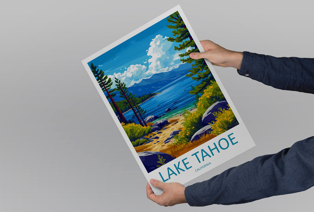 Lake Tahoe Travel Print Wall Art Lake Tahoe Wall Hanging Home Décor Lake Tahoe Gift Art Lovers Nevada Art Lover Gift Lake Tahoe Decor