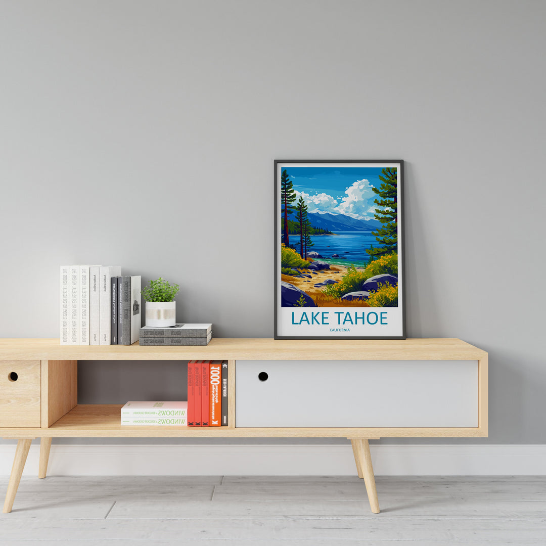 Lake Tahoe Travel Print Wall Art Lake Tahoe Wall Hanging Home Décor Lake Tahoe Gift Art Lovers Nevada Art Lover Gift Lake Tahoe Decor