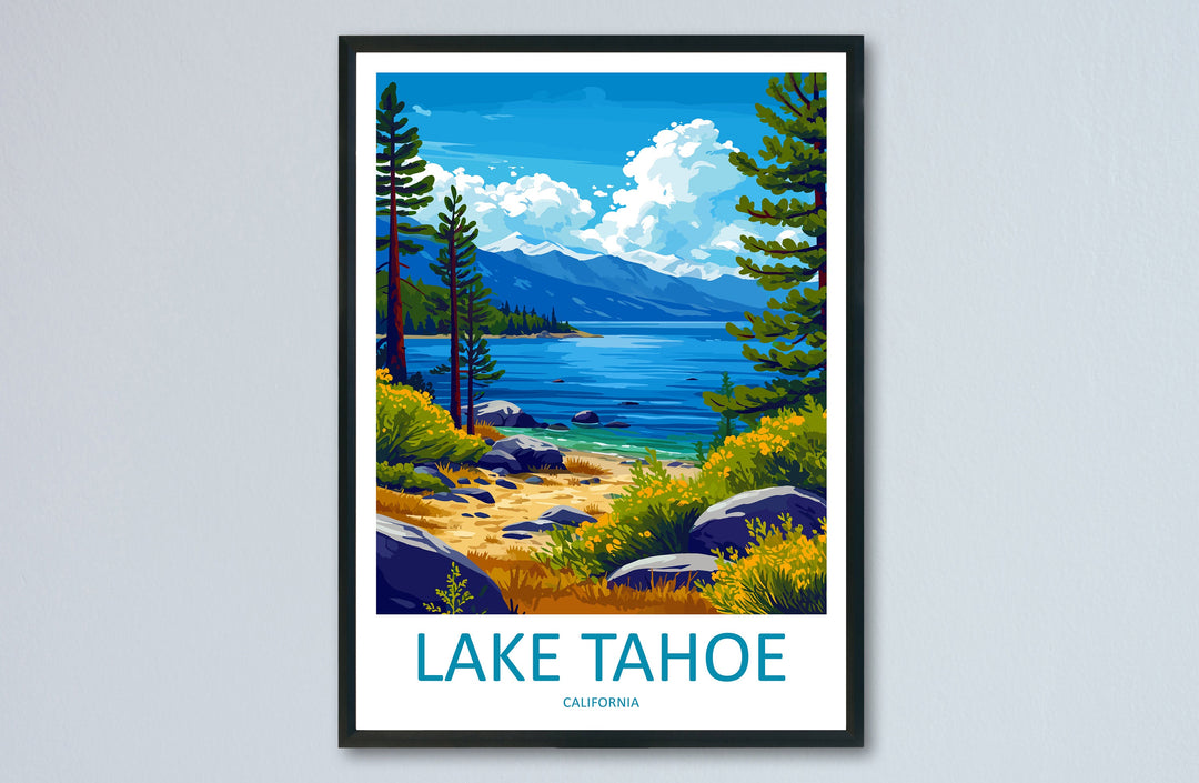 Lake Tahoe Travel Print Wall Art Lake Tahoe Wall Hanging Home Décor Lake Tahoe Gift Art Lovers Nevada Art Lover Gift Lake Tahoe Decor