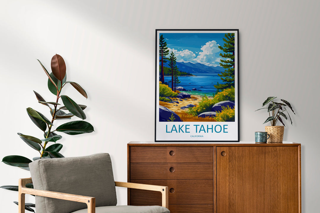 Lake Tahoe Travel Print Wall Art Lake Tahoe Wall Hanging Home Décor Lake Tahoe Gift Art Lovers Nevada Art Lover Gift Lake Tahoe Decor