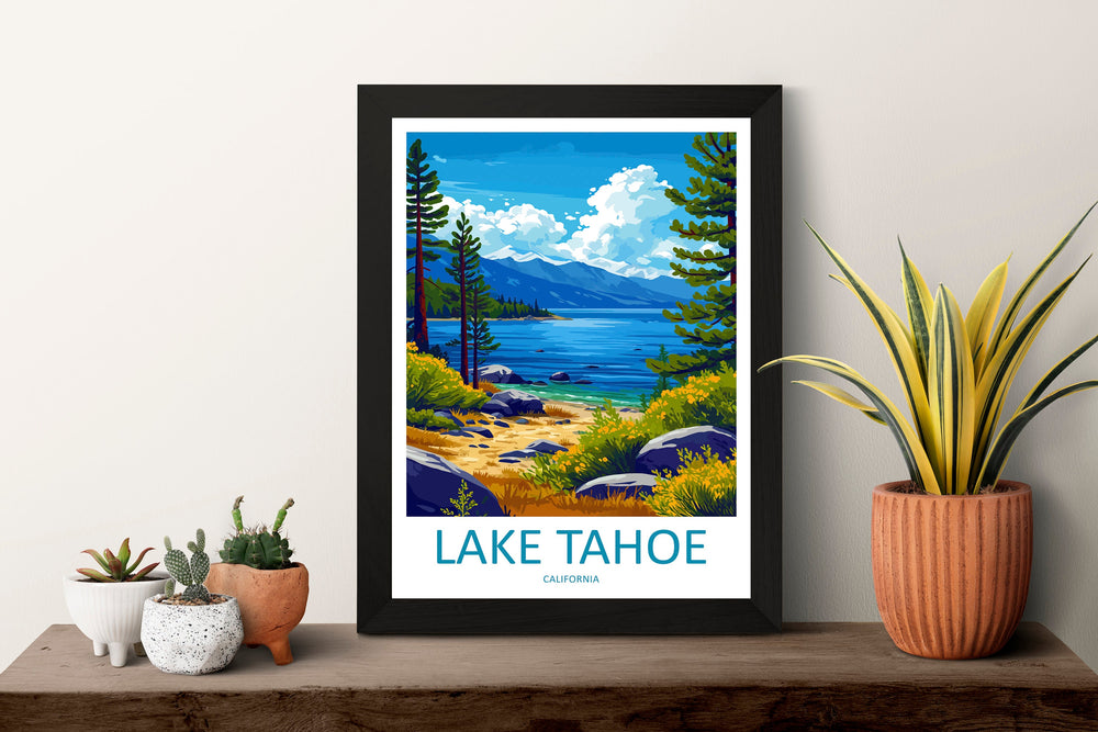 Lake Tahoe Travel Print Wall Art Lake Tahoe Wall Hanging Home Décor Lake Tahoe Gift Art Lovers Nevada Art Lover Gift Lake Tahoe Decor