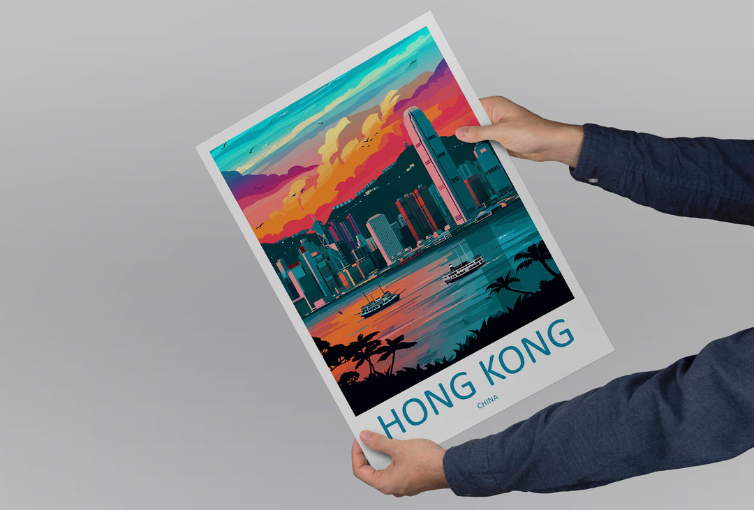Hong Kong Travel Print Wall Art Hong Kong Wall Hanging Home Décor Gift Hong Kong Art Lovers China Hong Kong Art Gift Lover Print