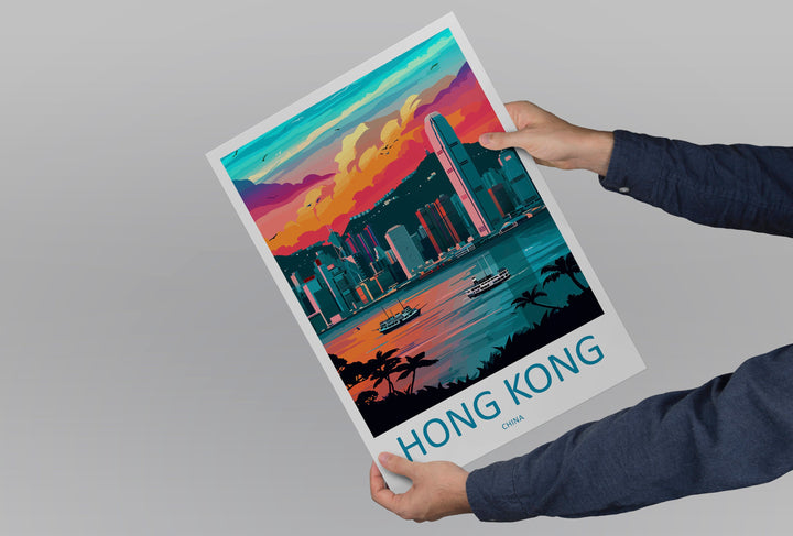 Hong Kong Travel Print Wall Art Hong Kong Wall Hanging Home Décor Gift Hong Kong Art Lovers China Hong Kong Art Gift Lover Print