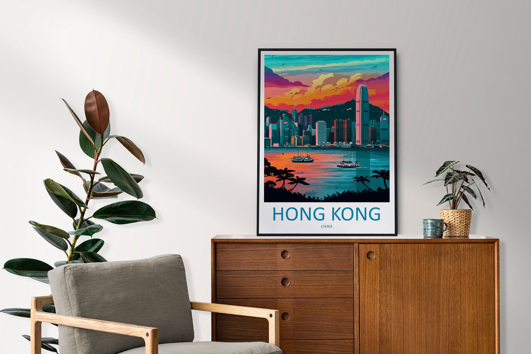 Hong Kong Travel Print Wall Art Hong Kong Wall Hanging Home Décor Gift Hong Kong Art Lovers China Hong Kong Art Gift Lover Print