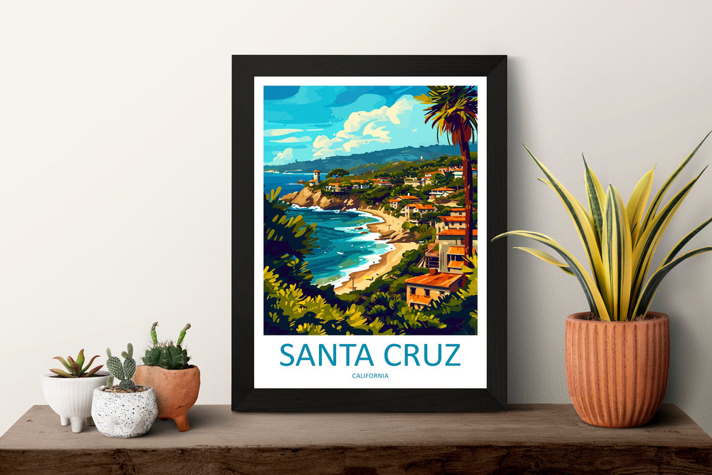 Santa Cruz Travel Print Wall Art Santa Cruz Wall Hanging Home Décor Santa Cruz Gift Art Lovers California Art Lover Gift Santa Cruz Poster