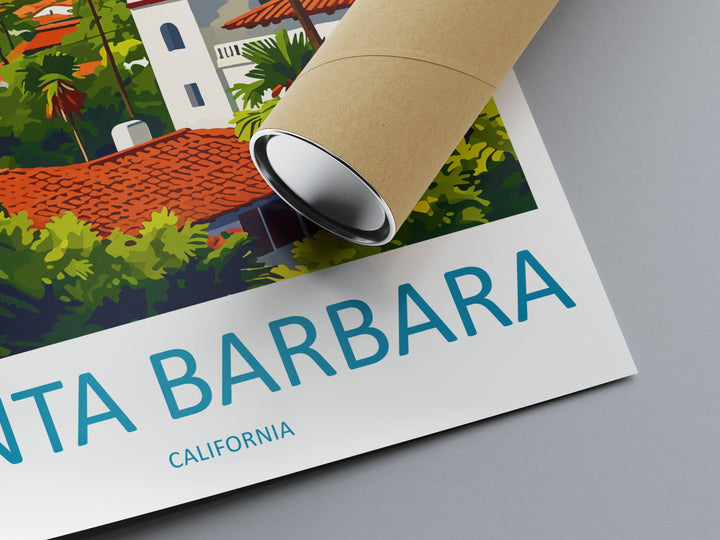 Santa Barbara Travel Print Wall Art Santa Barbara Wall Hanging Home Décor Santa Barbara Gift Art Lovers California Art Lover Gift