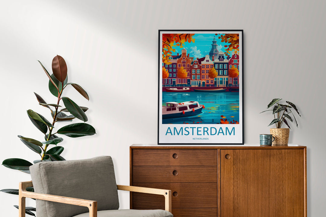 Amsterdam Travel Print Wall Art Amsterdam Wall Hanging Home Décor Amsterdam Gift Art Lovers Netherlands Art Lover Gift Amsterdam Decor