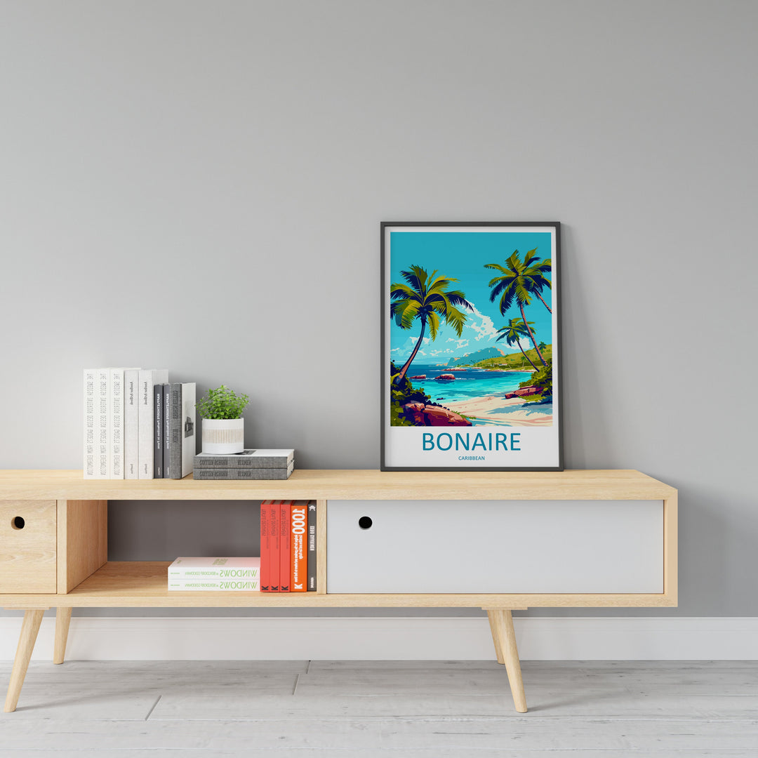 Bonaire Travel Print Wall Art Bonaire Wall Hanging Home Décor Bonaire Gift Art Lovers Wall Art Caribbean Travel Print Poster