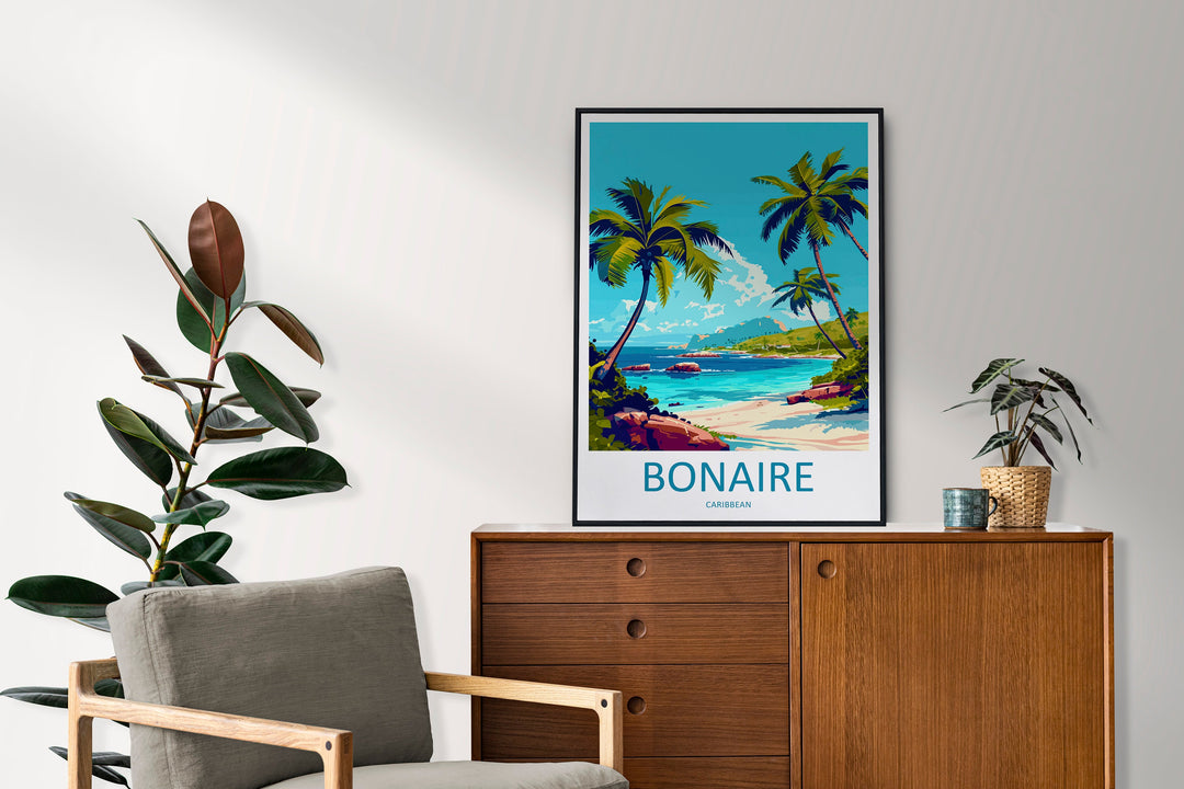 Bonaire Travel Print Wall Art Bonaire Wall Hanging Home Décor Bonaire Gift Art Lovers Wall Art Caribbean Travel Print Poster