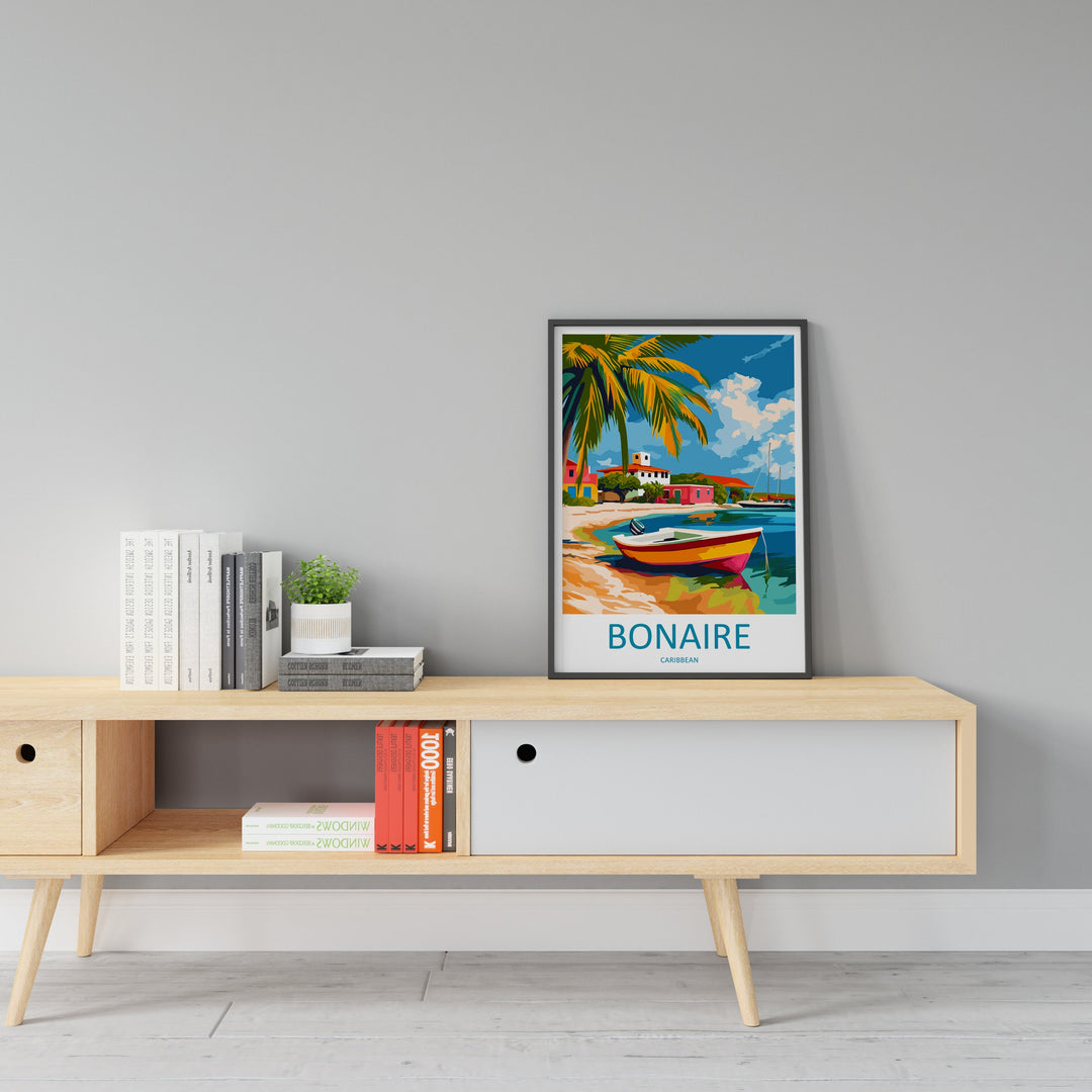 Bonaire Travel Print Wall Art Bonaire Wall Hanging Home Décor Bonaire Gift Art Lovers Wall Art Caribbean Travel Print Poster