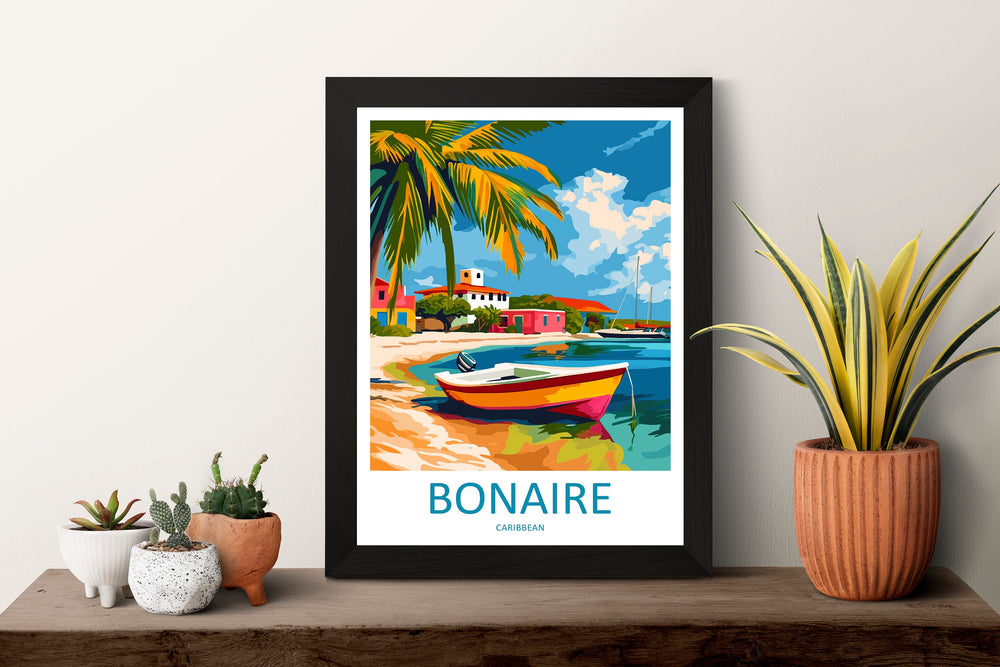 Bonaire Travel Print Wall Art Bonaire Wall Hanging Home Décor Bonaire Gift Art Lovers Wall Art Caribbean Travel Print Poster