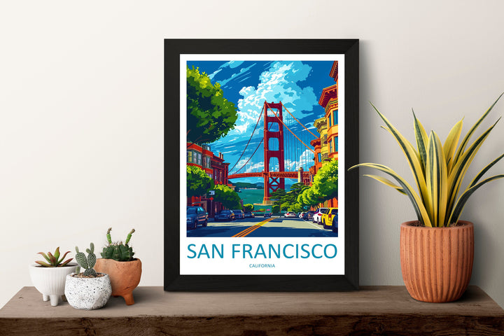 San Francisco Golden Gate Travel Print Wall Art San Francisco Wall Hanging Home Décor San Francisco Gift Art Lovers California Art Lover