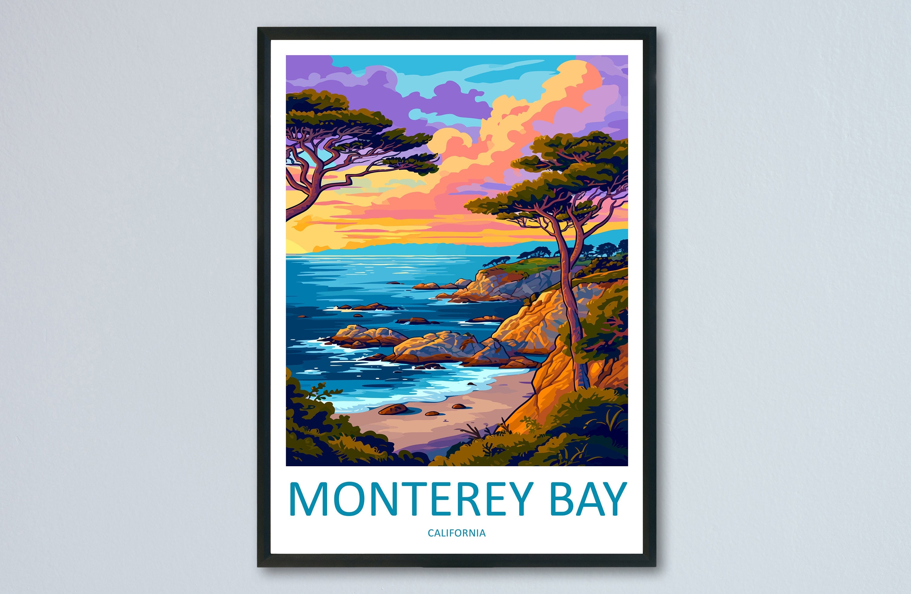 Monterey Bay Travel Print Wall Art Monterey Bay Wall Hanging Home Décor Monterey Bay Gift Art Lovers California Art Lover Gift Monterey Bay