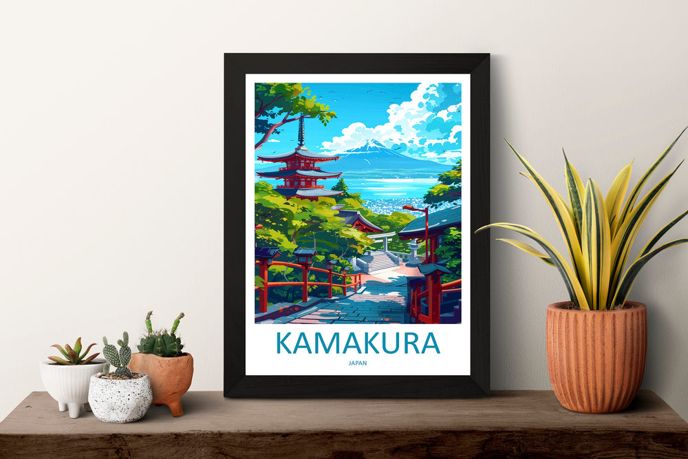 Kamakura Travel Print Wall Art Kamakura Wall Hanging Home Décor Kamakura Gift Art Lovers Japan Art Lover Gift Japan Travel Gift