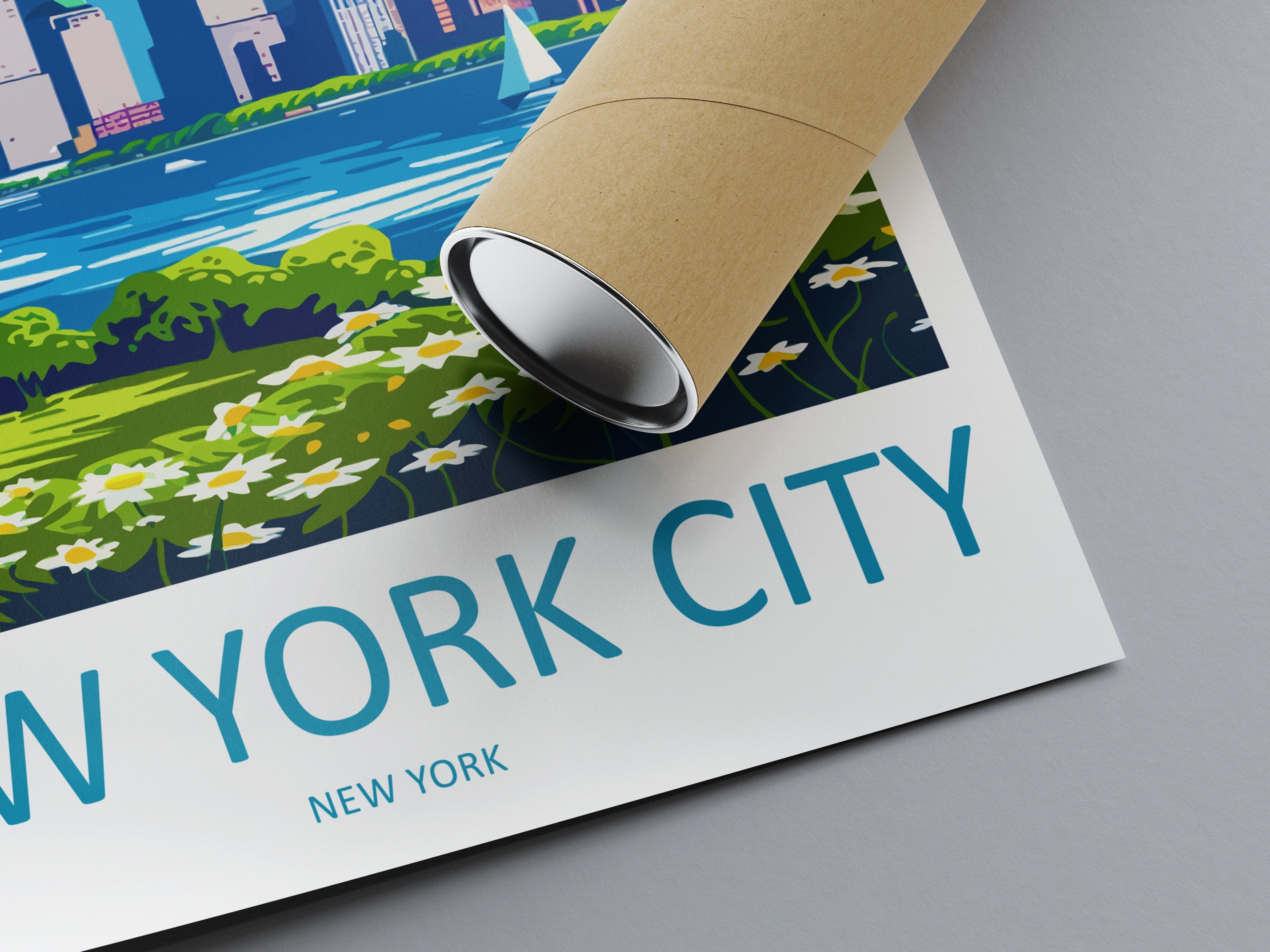 New York Twin Towers Retro Travel Print