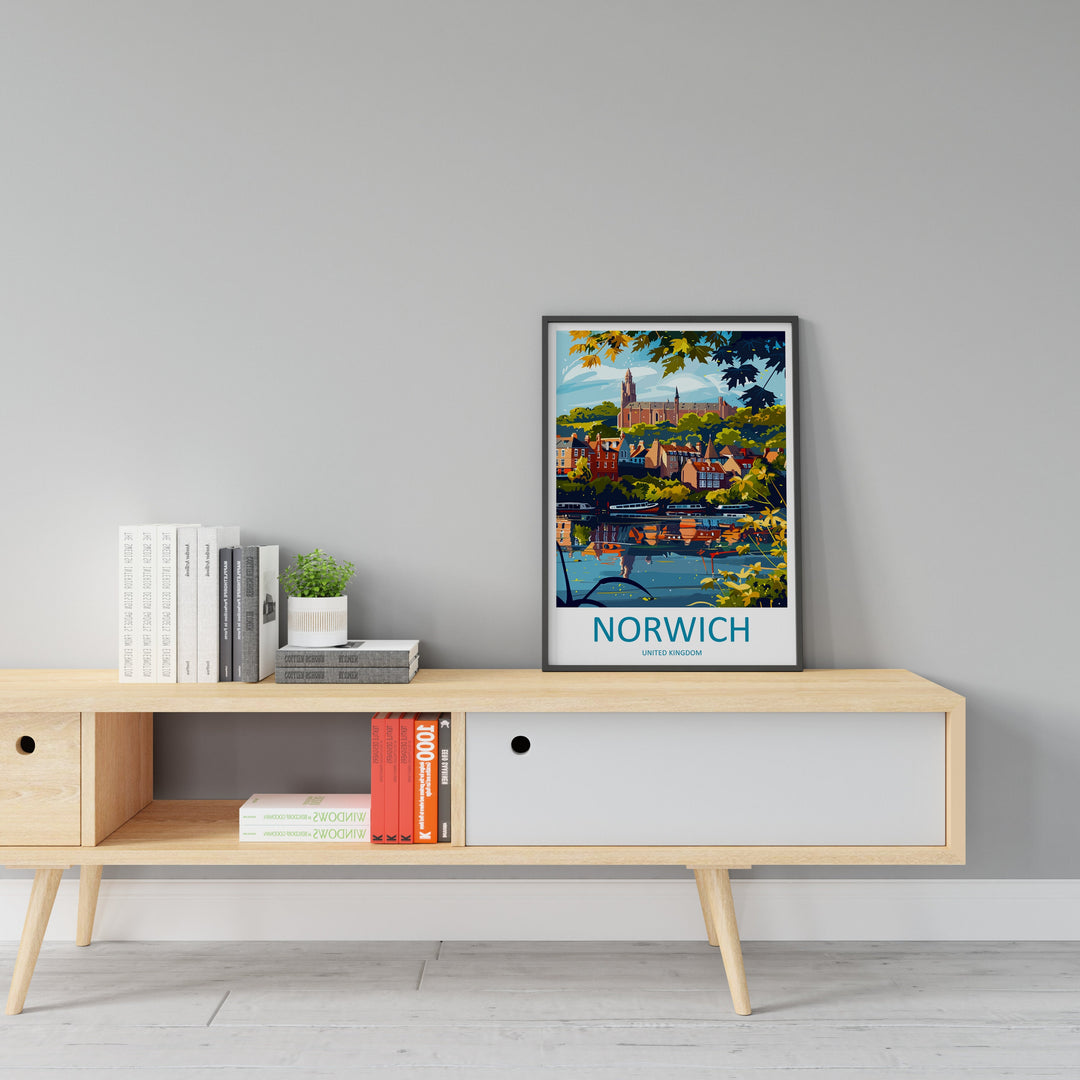 Norwich Travel Print Wall Art Norwich Wall Hanging Home Décor Norwich Gift Art Lovers England Art Lover Gift Norwich Travel Gift
