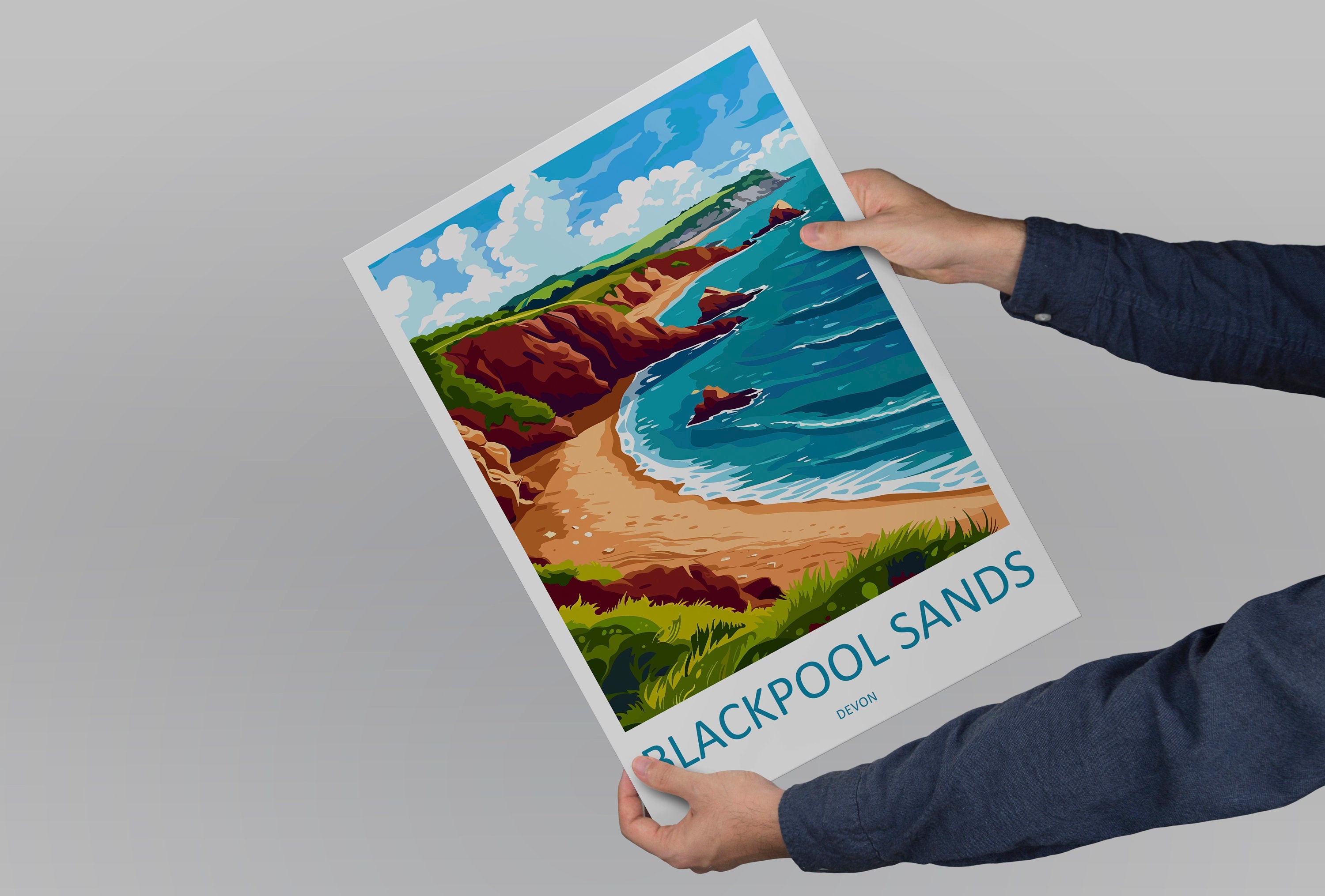 Blackpool Sands Travel Print