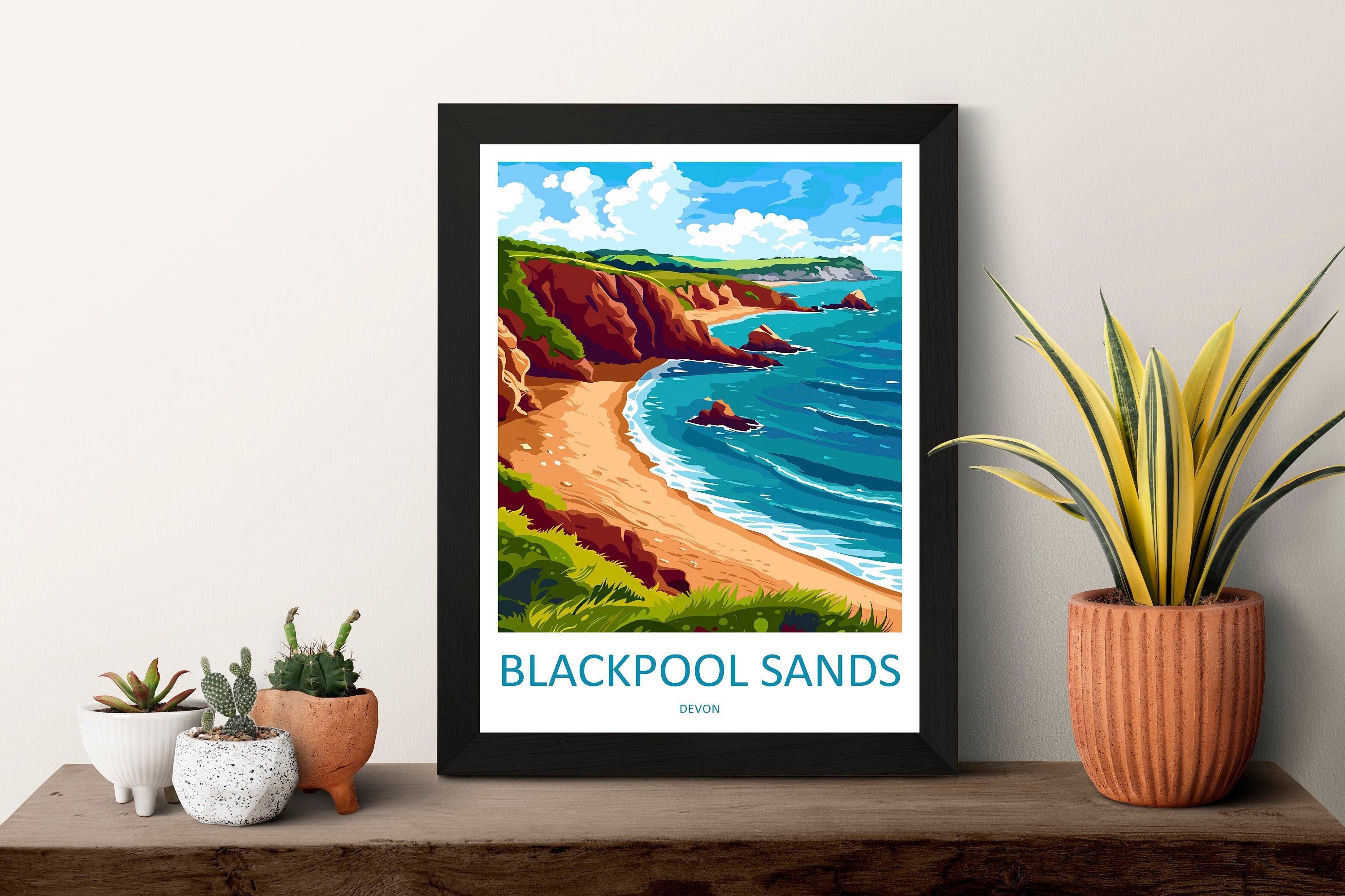 Blackpool Sands Travel Print